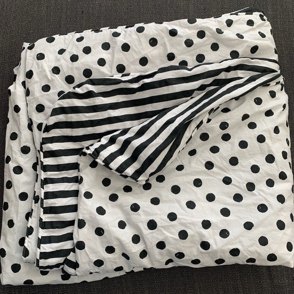 Pottery Barn Emily Meritt Stripe Polka Reversible Duvet Twin